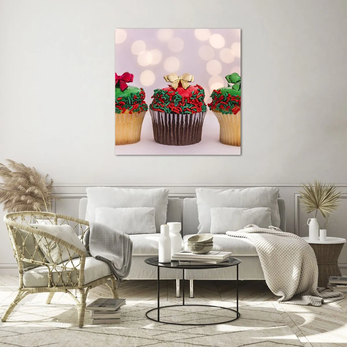 Quadro em vidro - Doces sob o laço - 30x30 cm