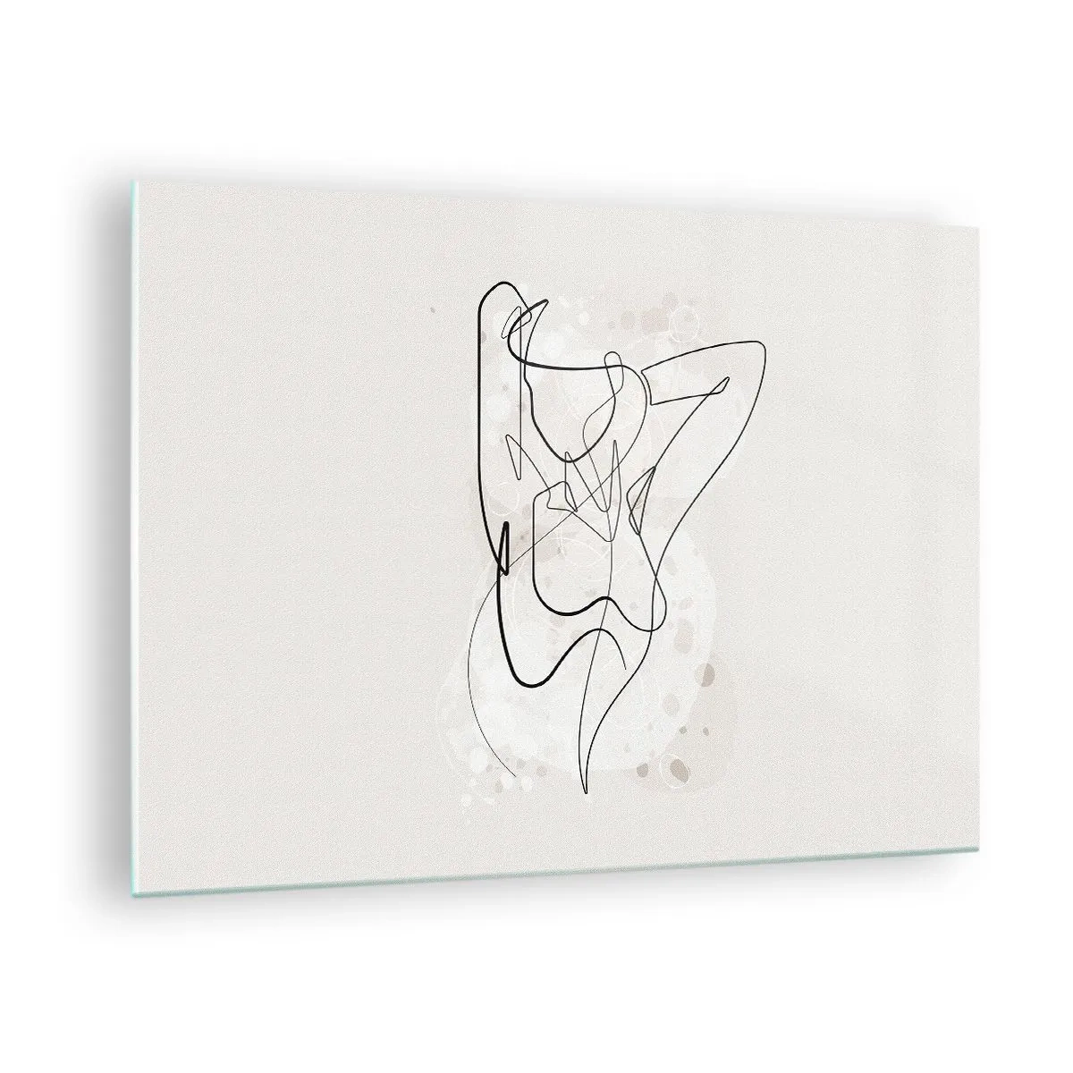 Quadro em vidro - Uma silhueta feminina desenhada com uma linha sobre um fundo claro - 70x50cm - A arte da sedução - Decoração de parede moderna para a sala de estar e quarto ARTTOR
