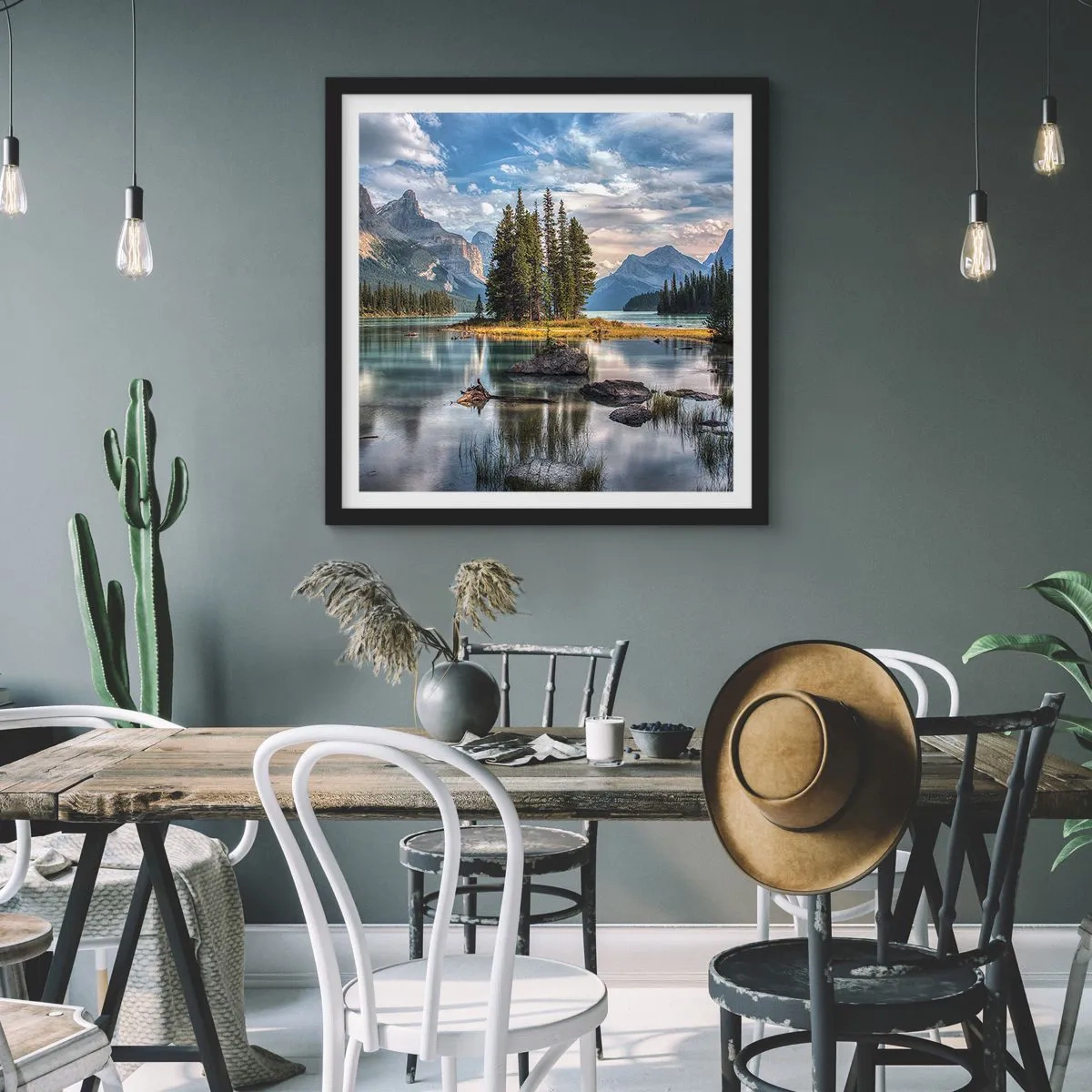 Pôster com moldura preta - Por águas grandes e límpidas… - 40x40 cm