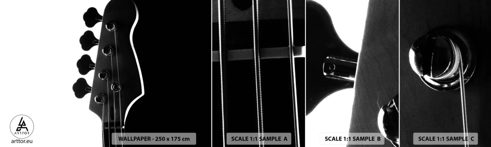 Amostra de Papel de Parede Standard Eco - Silêncio rochoso - Guitarra, Música, Moderno - 100x30 cm