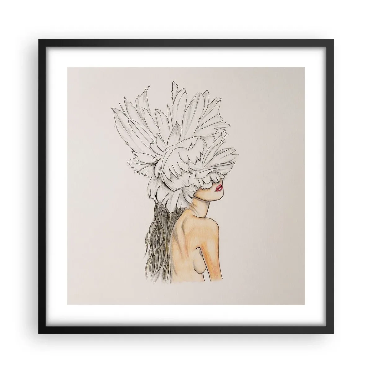 Pôster com moldura preta - Beleza coroada - 50x50 cm