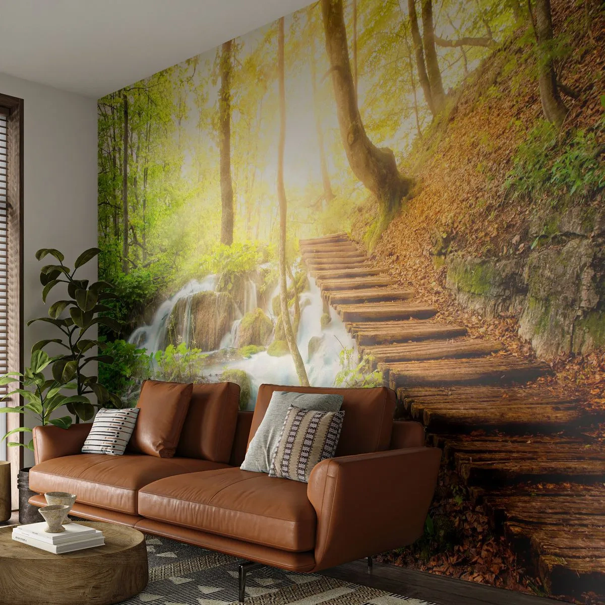 Papel de Parede Premium Sand - O desejado refresco - Paisagem, Cachoeira, Floresta - 100x70 cm