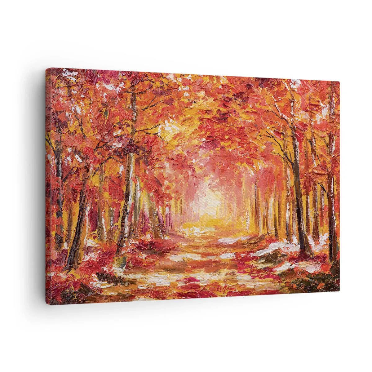Quadro em tela - Floresta de outono em tons de cobre e dourado - 70x50cm - Floresta de cobre - Decoração de parede moderna para a sala de estar e quarto ARTTOR