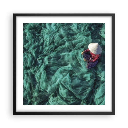 Pôster com moldura preta - Num mar de redes - 50x50 cm