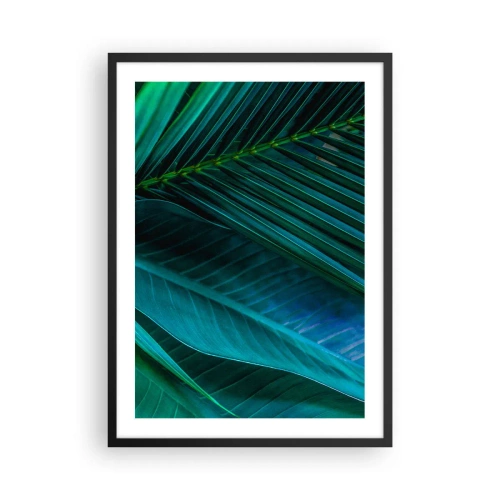 Pôster com moldura preta - Folhas tropicais em tons de verde profundo - 50x70cm - Anatomia da vegetação - Decoração de parede moderna para a sala de estar e quarto ARTTOR