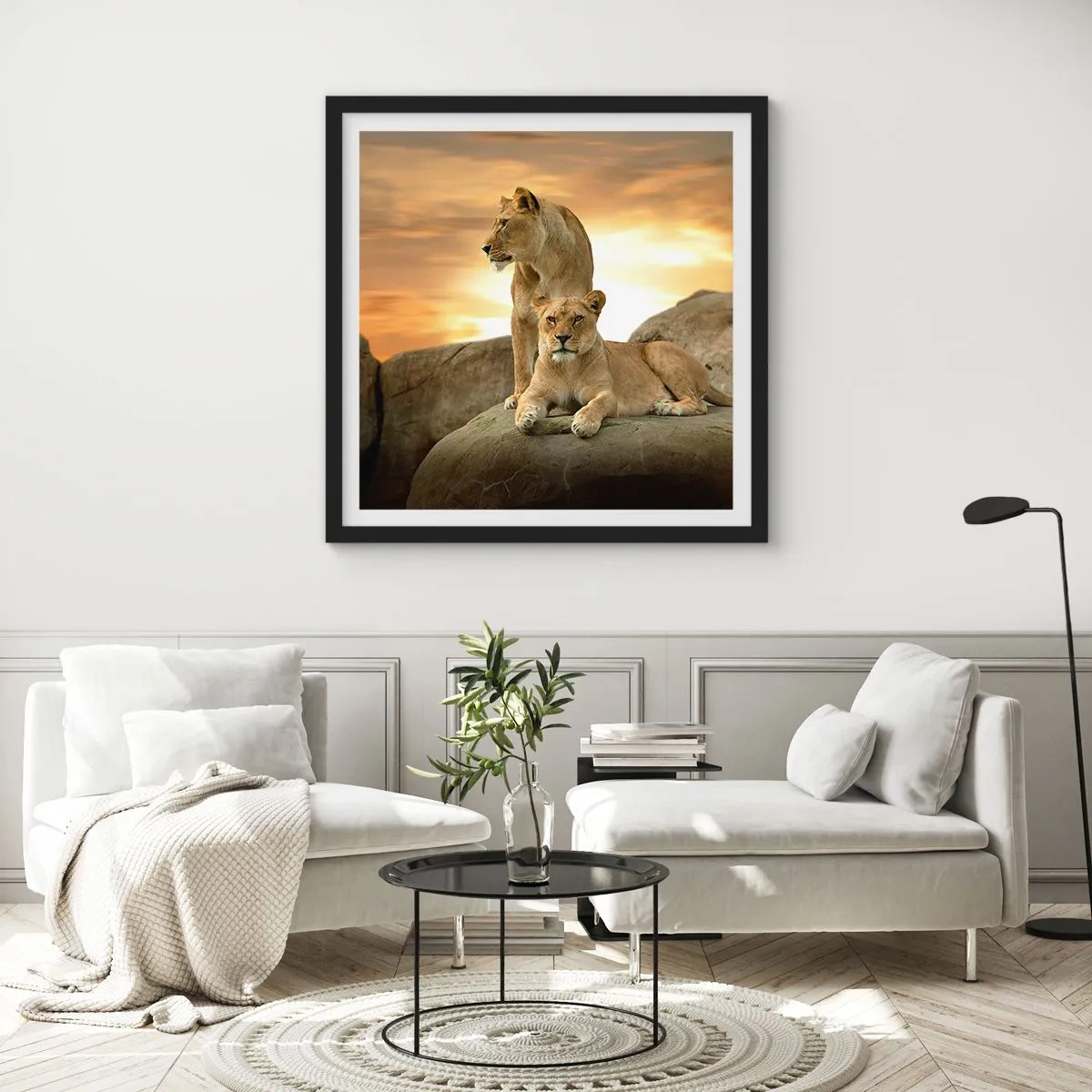 Pôster com moldura preta - Majestade real - 60x60 cm