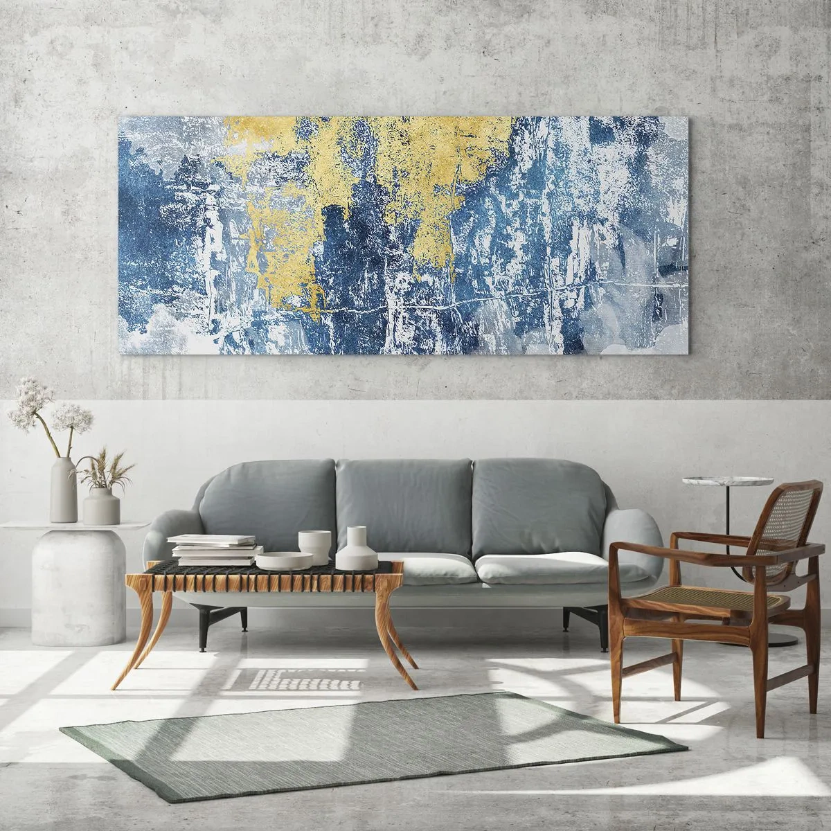 Quadro em vidro - Abstração cheia de clima - 100x40 cm