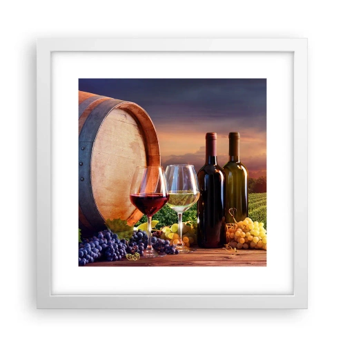 Pôster em moldura branca - Aqui a vida tem um sabor - 30x30 cm