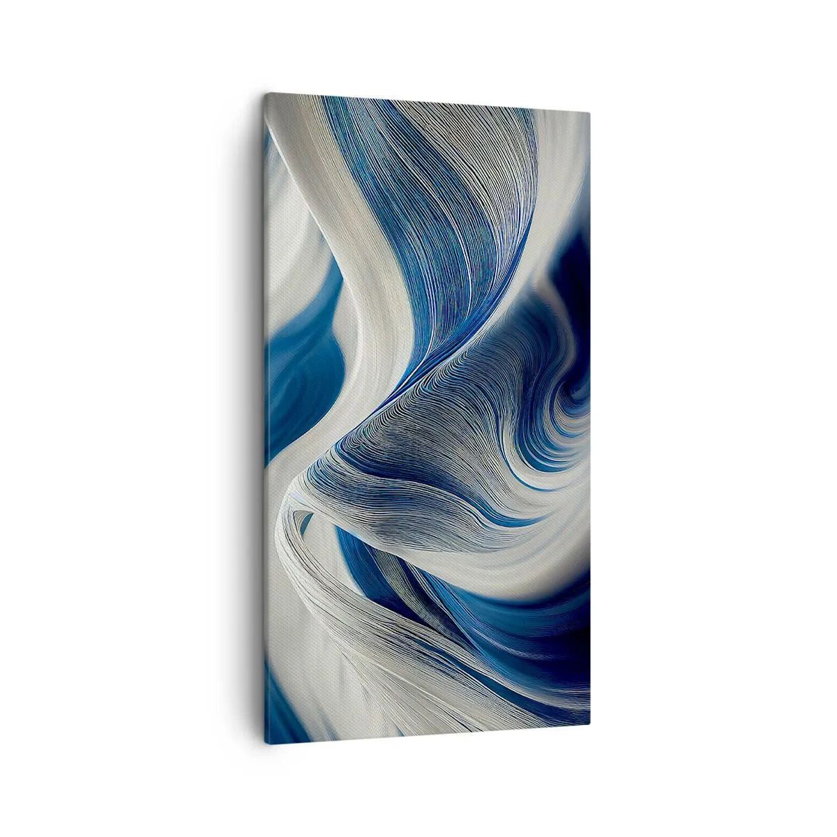 Quadro em tela - A fluidez do azul e do branco - 45x80 cm