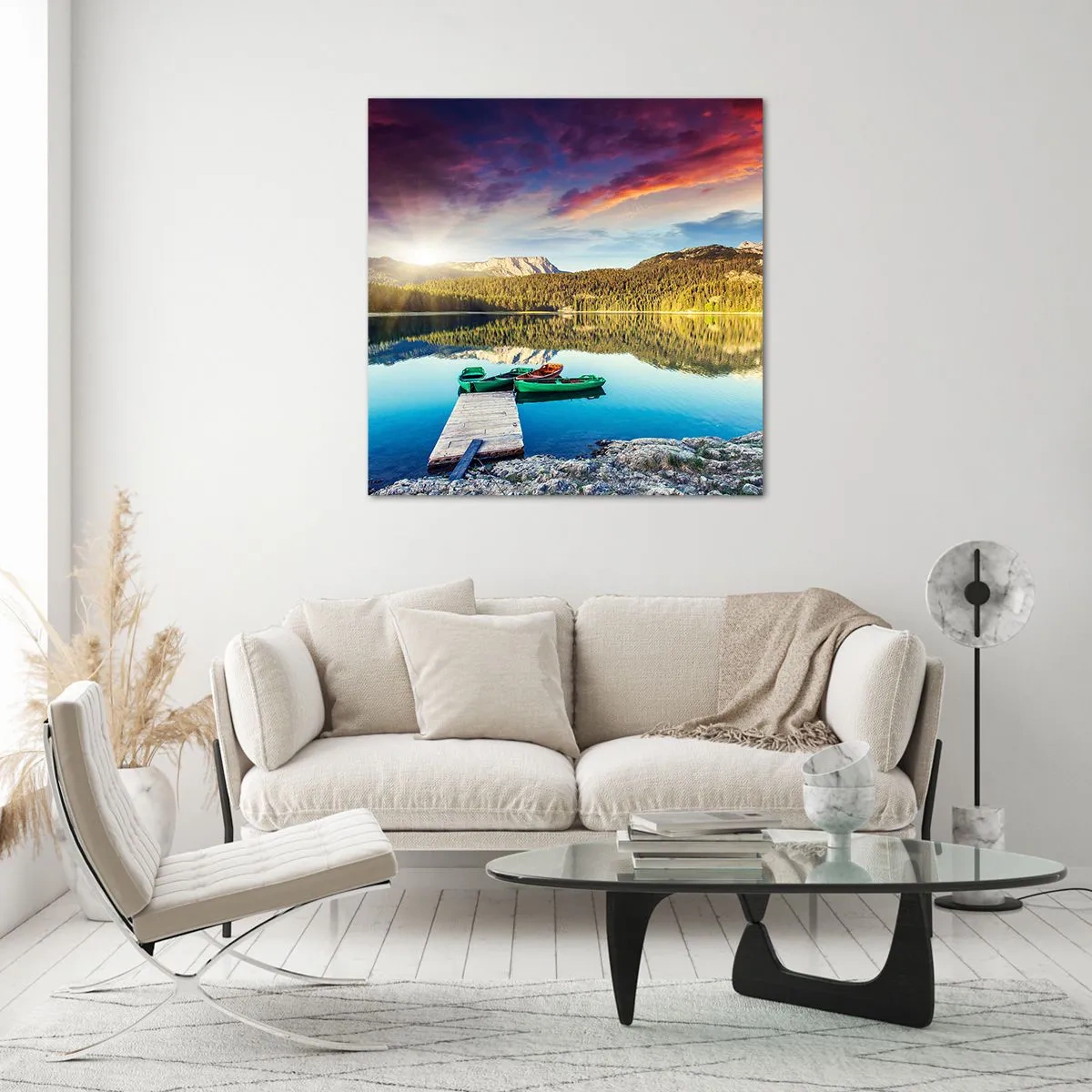 Quadro em vidro - Sobre a água tão lisa como um espelho - 60x60 cm