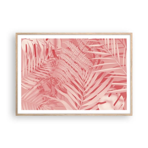 Pôster com moldura de carvalho claro - Conceito cor-de-rosa - 100x70 cm