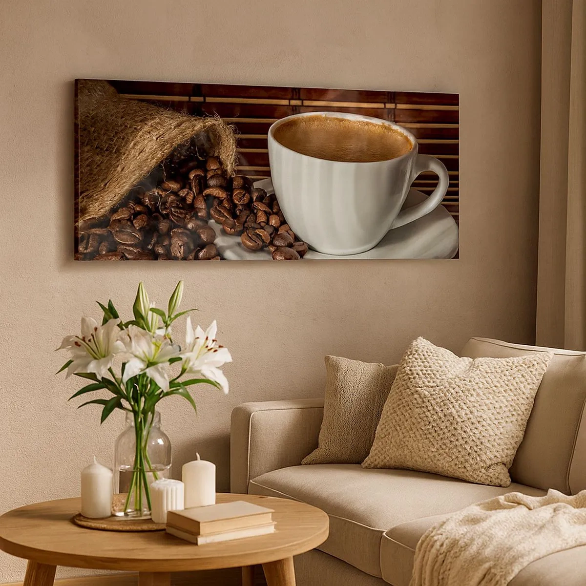 Quadro em tela - A escuridão do carvão, a transparência do âmbar - 100x40 cm