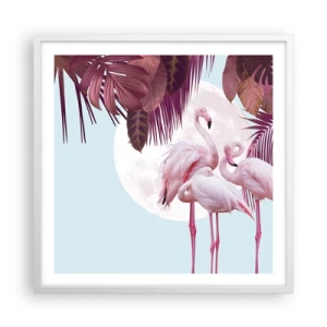 Pôster em moldura branca - Três graças de pássaros - 60x60 cm