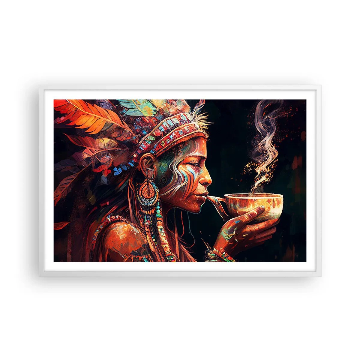 Pôster em moldura branca - Ritual mágico - 91x61 cm