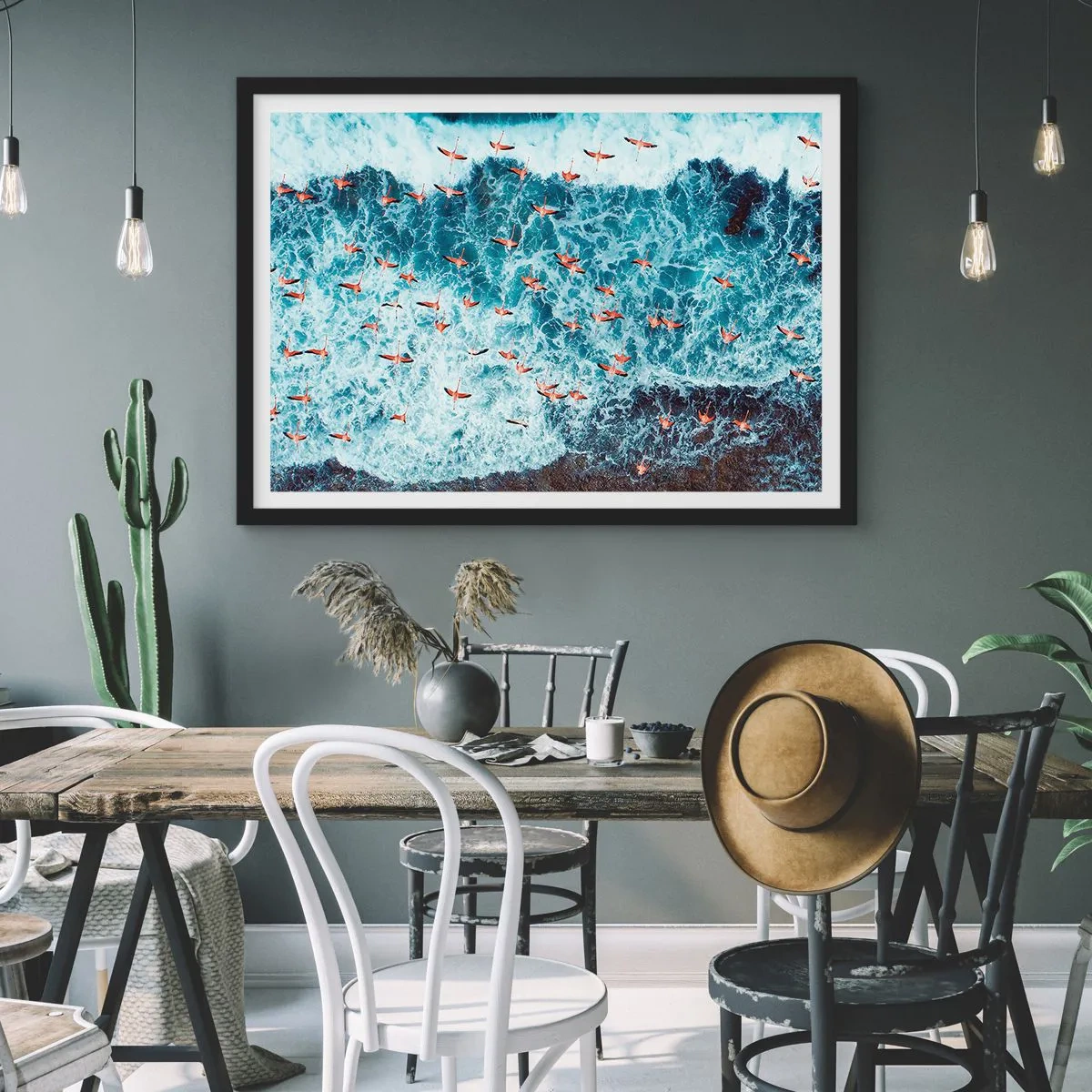 Pôster com moldura preta - Desfile à beira-mar - 50x40 cm