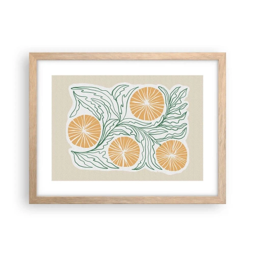 Pôster com moldura de carvalho claro - Étnico com um toque de abstração - 40x30 cm