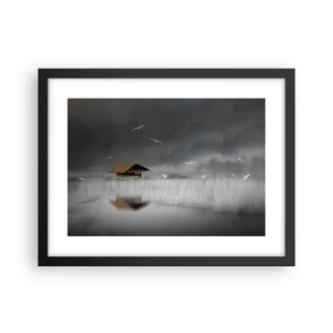 Pôster com moldura preta - Abrigo da chuva - 40x30 cm