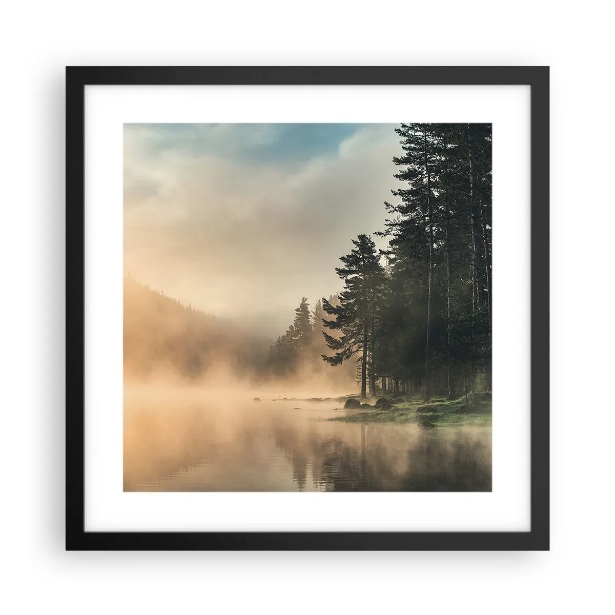 Pôster com moldura preta - O nascimento do dia - 40x40 cm