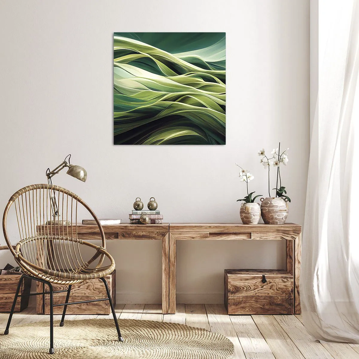 Quadro em tela - Jogo verde abstrato - 30x30 cm