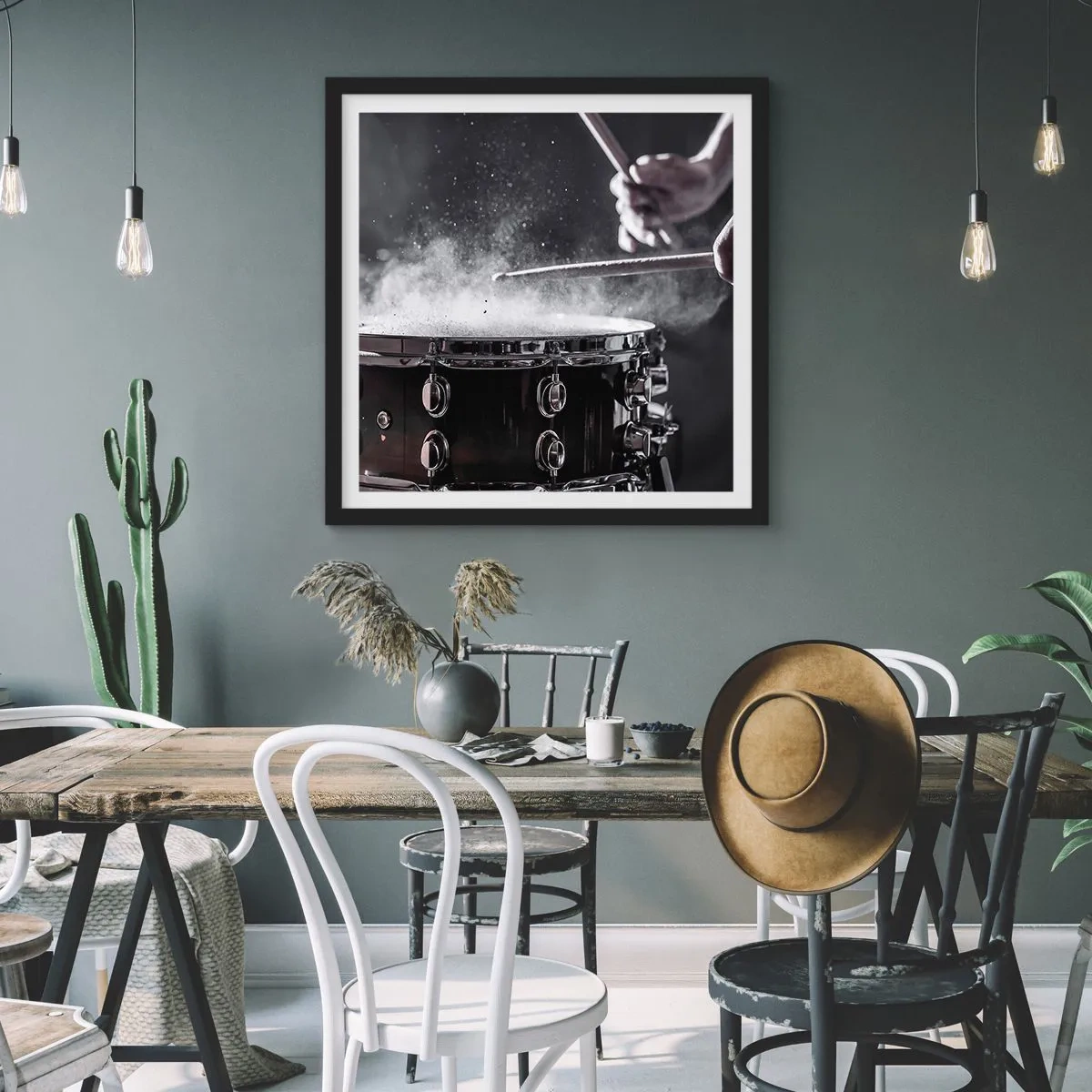 Pôster com moldura preta - Pulso da música - 30x30 cm