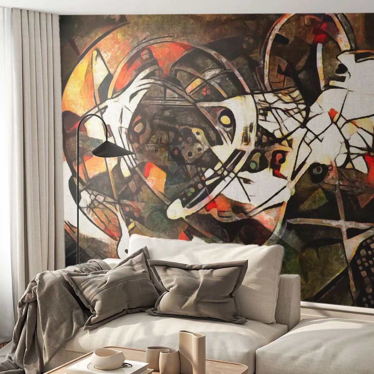 Papel de Parede Premium Sand - Consegue ouvir o movimento? - Abstração, Cubismo, Pedaço - 200x140 cm