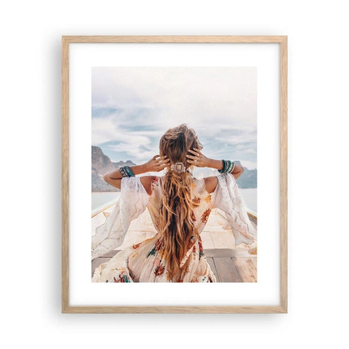 Pôster com moldura de carvalho claro - A caminho da felicidade - 40x50 cm