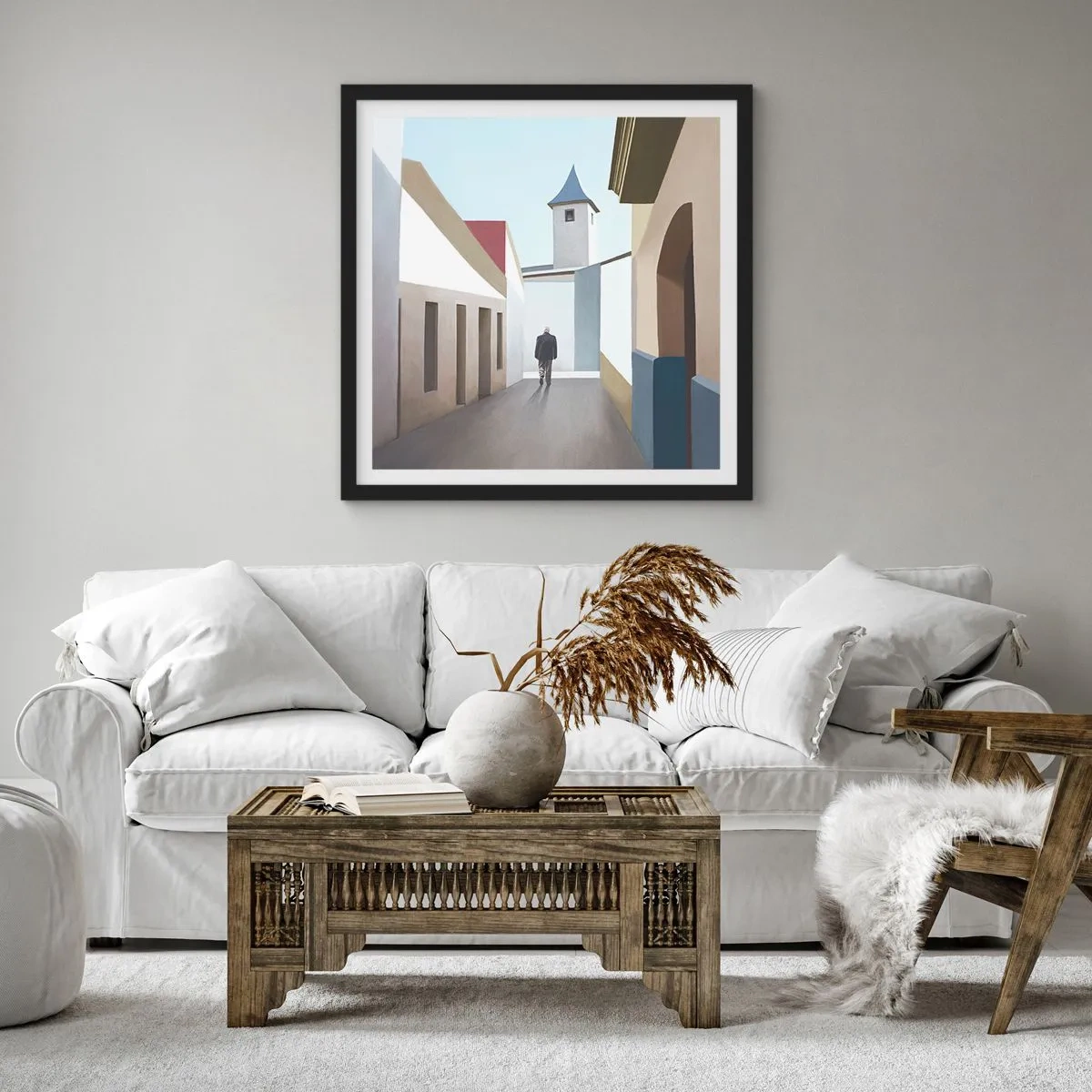 Pôster com moldura preta - Um passeio ensolarado - 60x60 cm