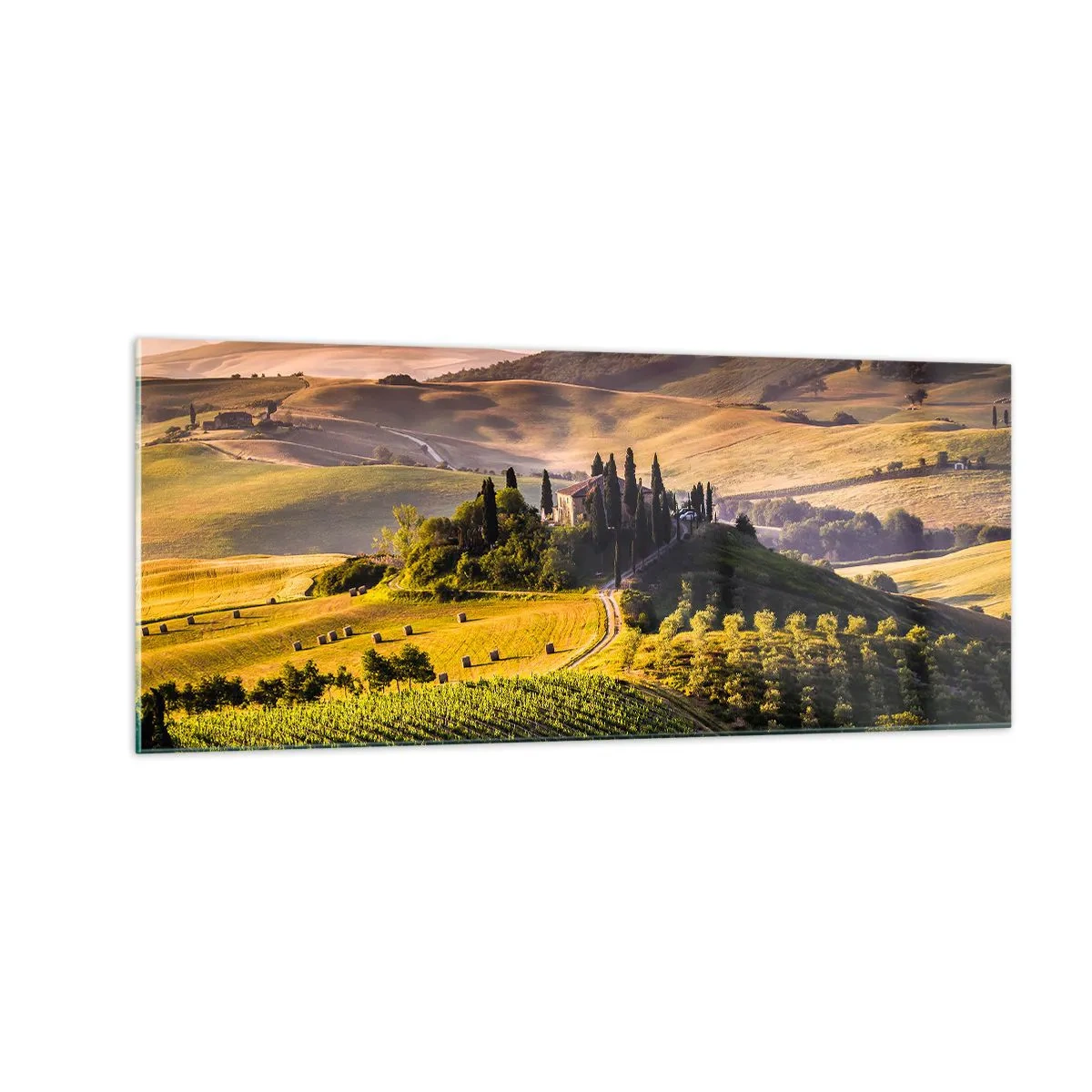 Quadro em vidro - Arcádia - Paisagem toscana - 100x40 cm