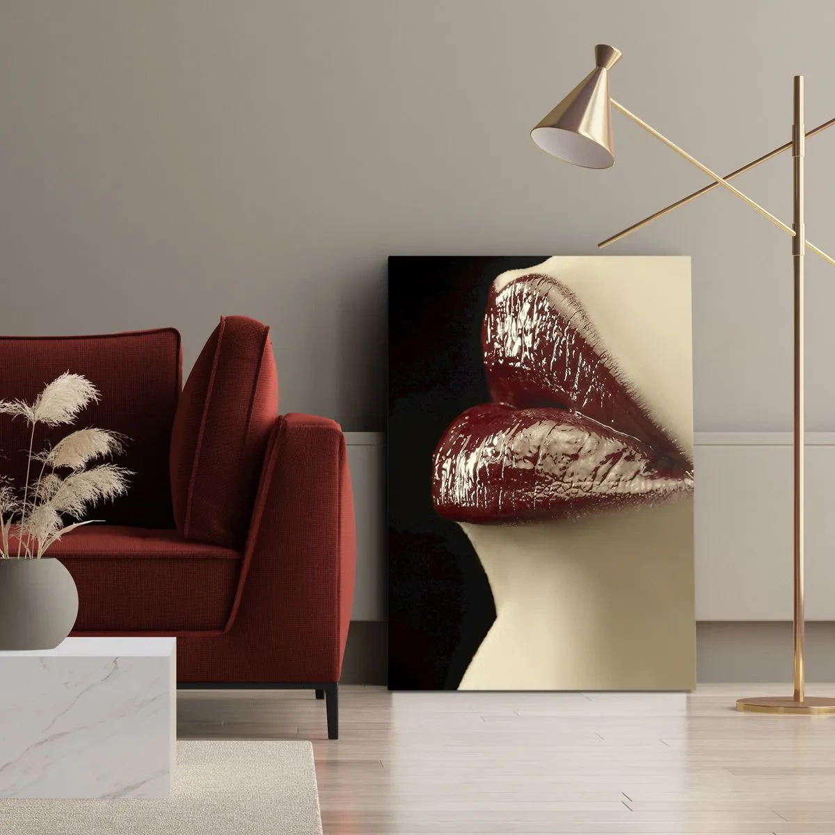 Quadro em tela - Sensualidade e brilho do carmim - 80x120 cm