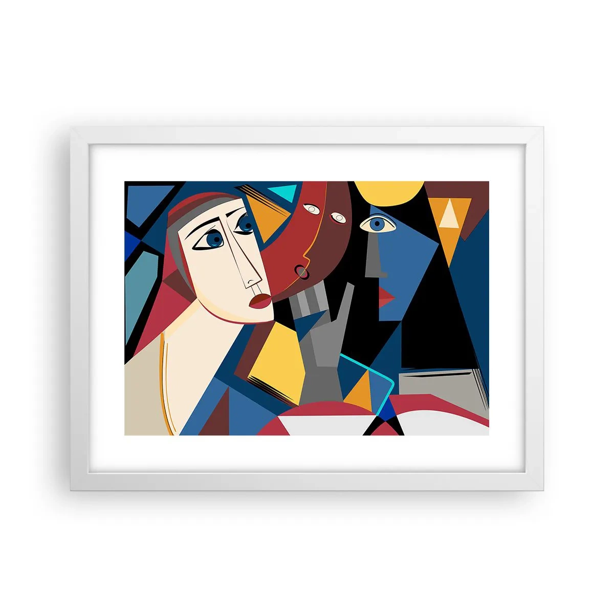 Pôster em moldura branca - Uma conversa entre cubistas - 40x30 cm