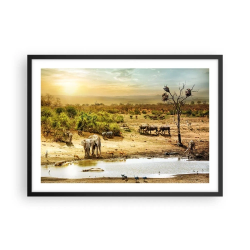 Pôster com moldura preta - Um rio corria no Éden... - 70x50 cm