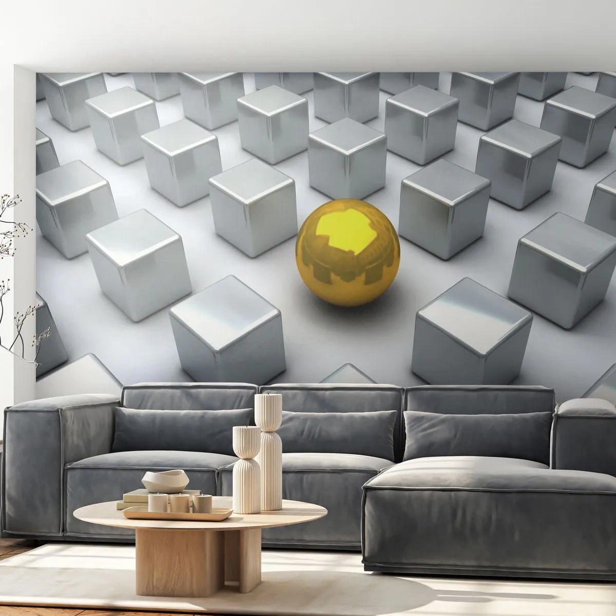 Papel de Parede Autocolante Deluxe Sticker - Por que eu? Obras de arte geométricas - Abstração, 3D, Gráficos - 250x175 cm