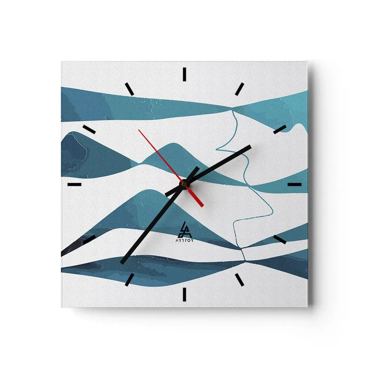 Relógio de parede - Relógio em vidro - Abstração: composto turquesa - 40x40 cm