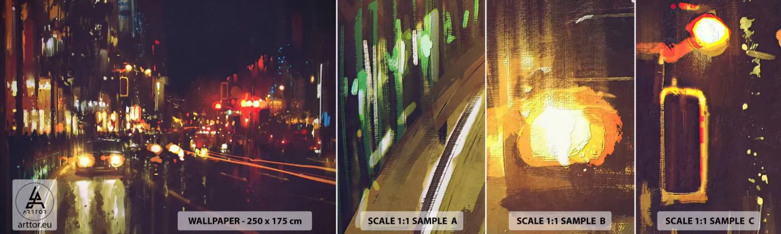 Amostra de Papel de Parede Standard Eco - Imerso nas luzes da noite - Cidade, Arquitetura, Vida noturna - 100x30 cm