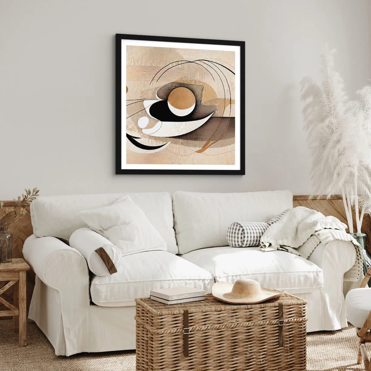 Pôster com moldura preta - Composição: a essência da palavra - 60x60 cm