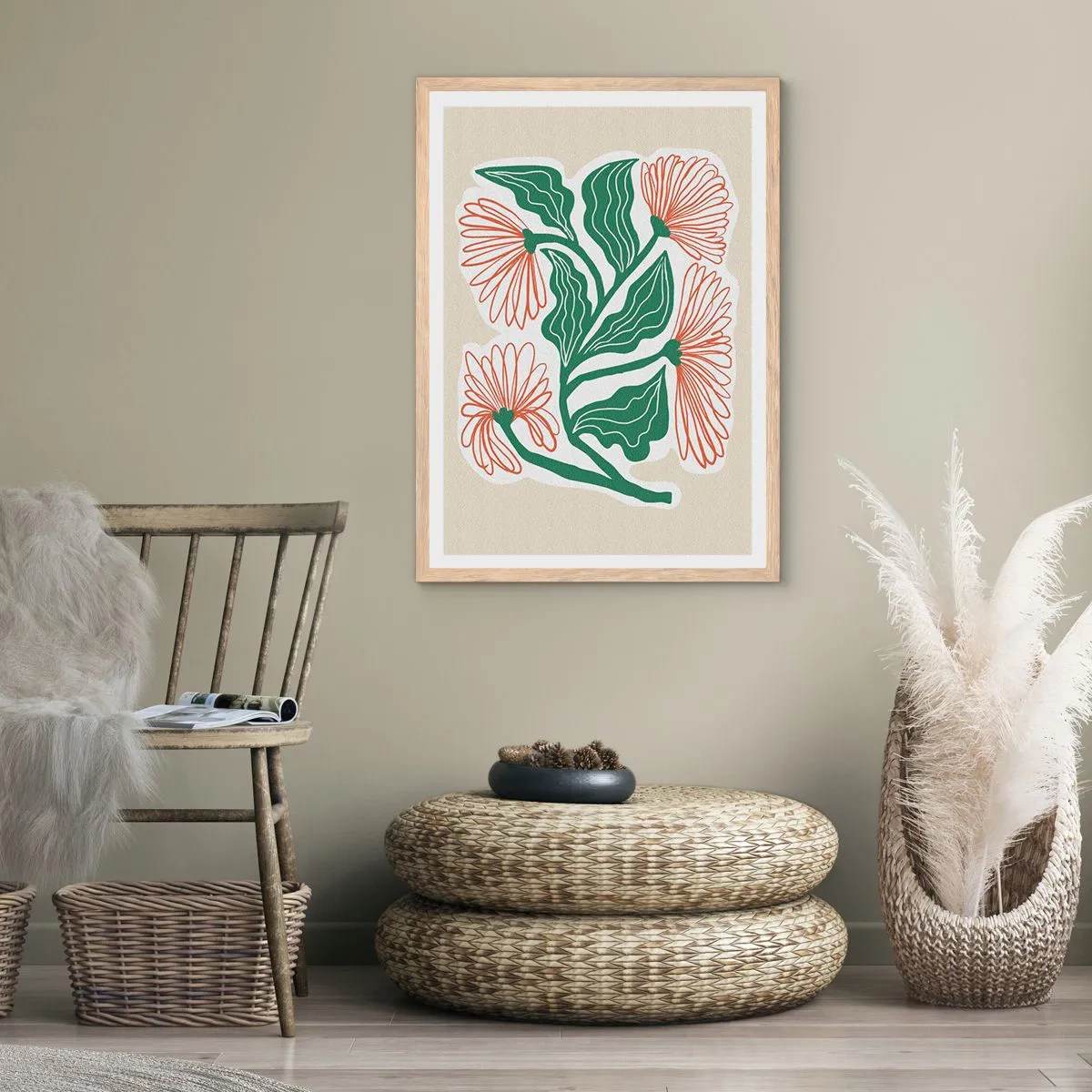 Pôster com moldura de carvalho claro - Folclórico e moderno - 61x91 cm