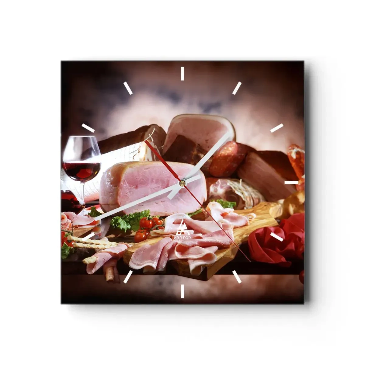 Relógio de parede - Relógio em vidro - Um sonho culinário com uma jarra - 40x40 cm