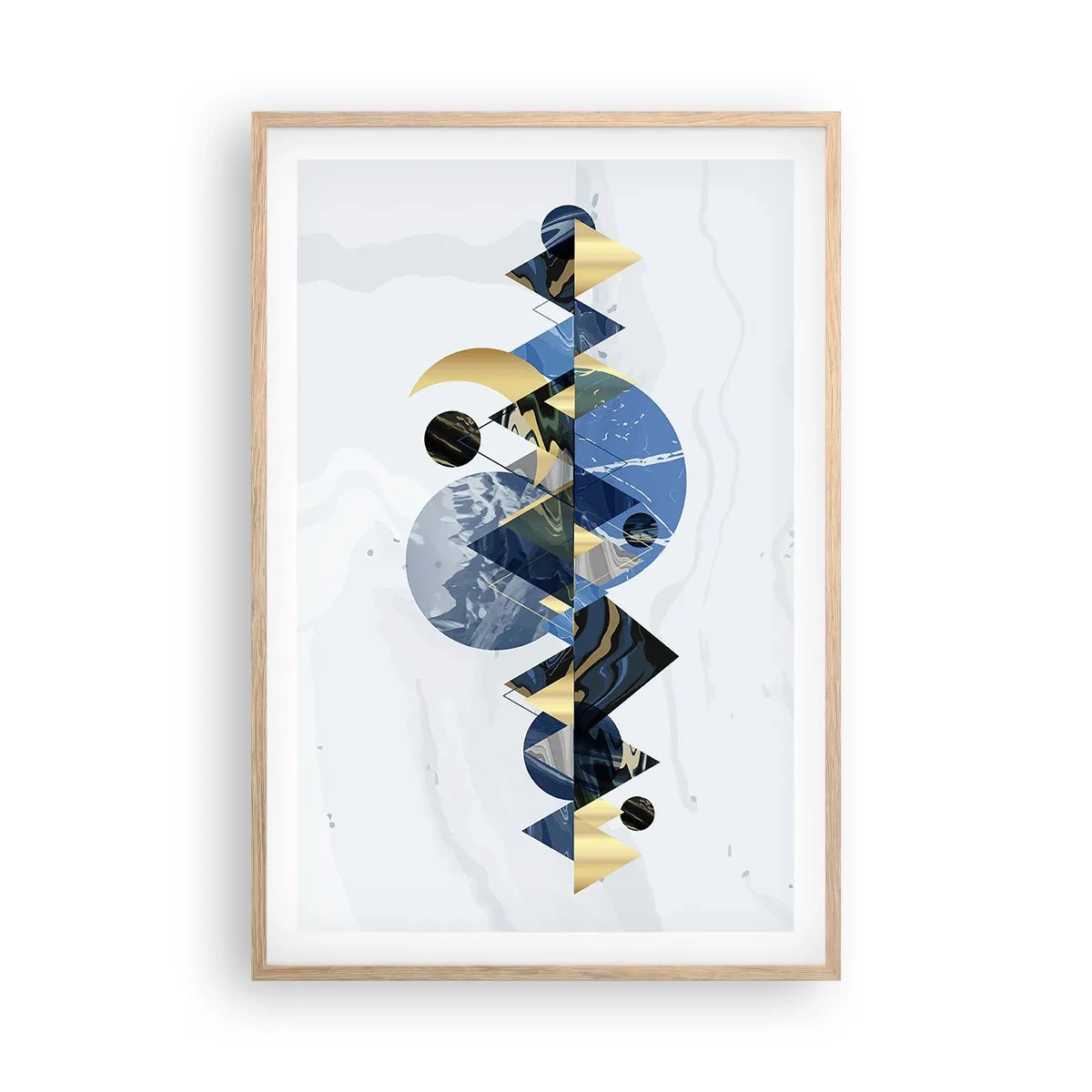 Pôster com moldura de carvalho claro - Paisagem geométrica - 61x91 cm