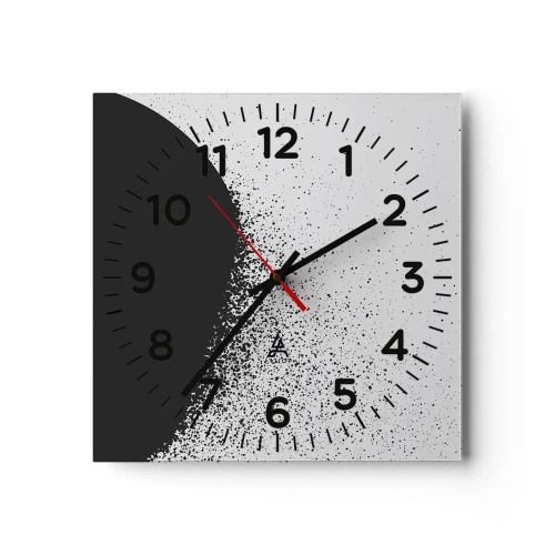 Relógio de parede - Relógio em vidro - Movimento das moléculas - 40x40 cm