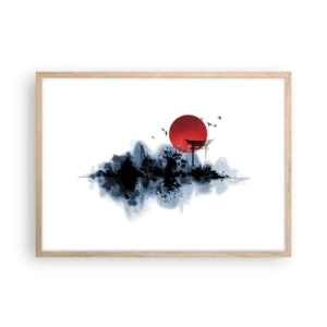 Pôster com moldura de carvalho claro - Vista japonesa - 70x50 cm