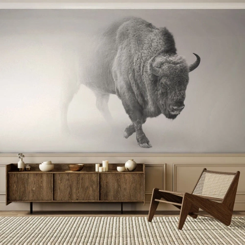 Papel de Parede Premium Sand - Rei da Pradaria - Sábio, Animais, Búfalo - 100x70 cm