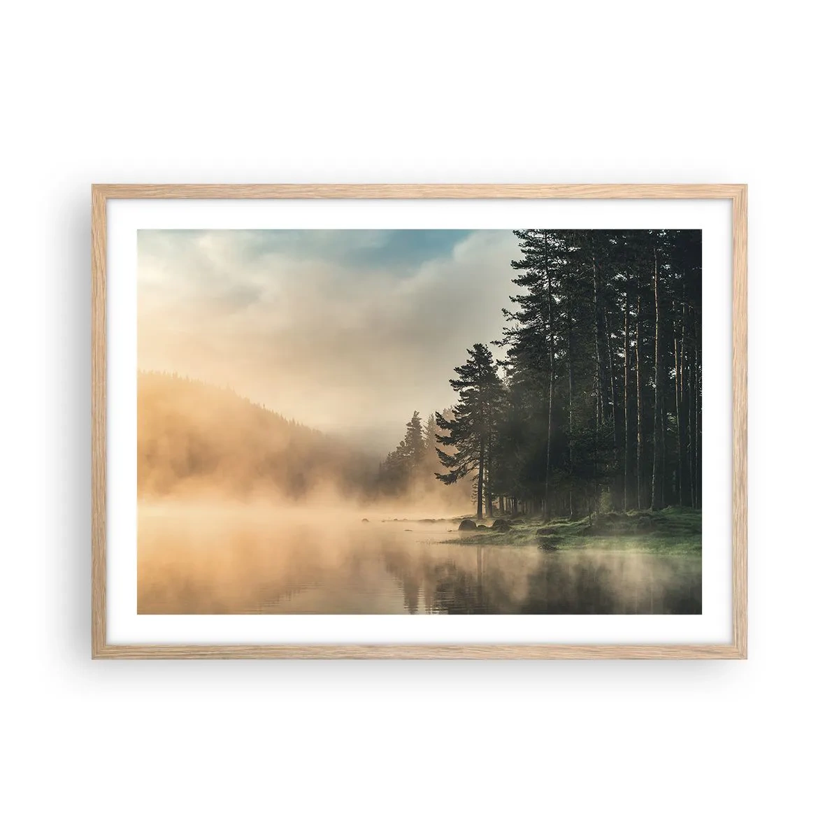 Pôster com moldura de carvalho claro - O nascimento do dia - 70x50 cm
