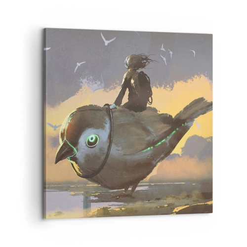 Quadro em tela - Uma parada numa viagem fantástica - 60x60 cm