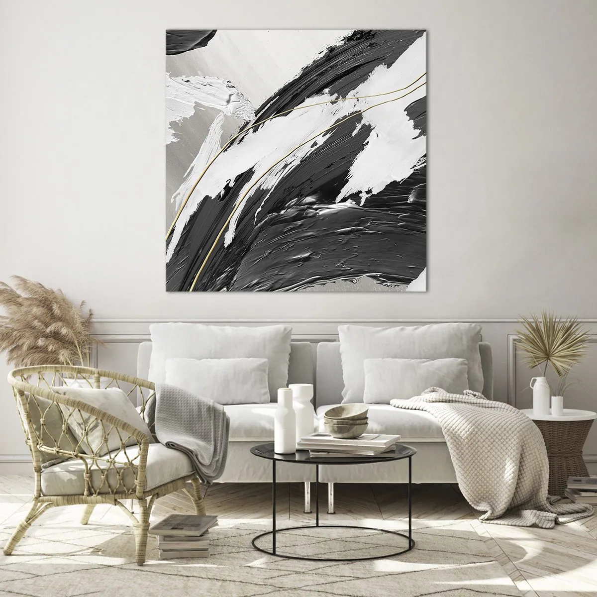 Quadro em vidro - Abstração em grande escala - 60x60 cm