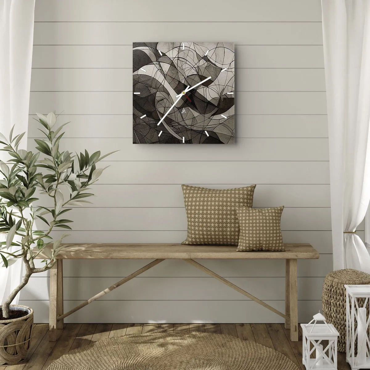 Relógio de parede - Relógio em vidro - Circulação das cores da terra - 30x30 cm