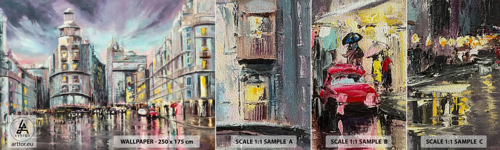 Amostra de papel de parede Premium Sand - Será uma noite de sucesso - Cidade, Madri, Arquitetura - 100x30 cm