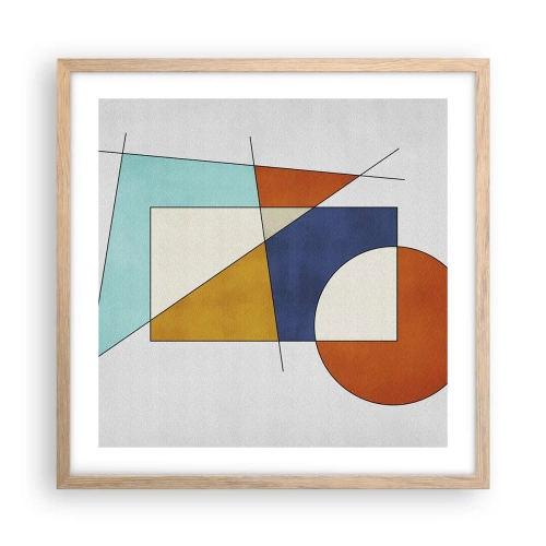 Pôster com moldura de carvalho claro - Abstração: diversão modernista - 50x50 cm