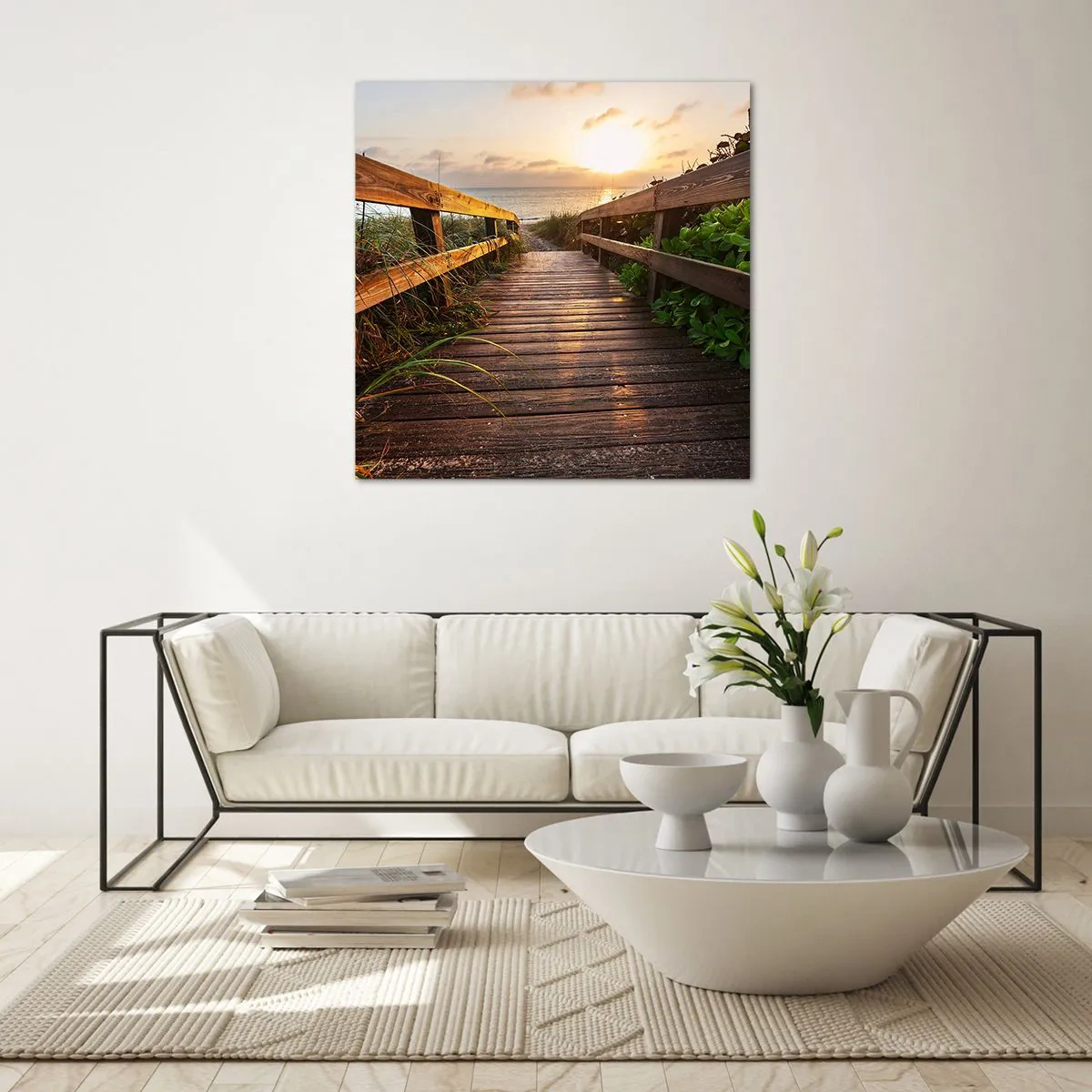 Quadro em vidro - Direto para a costa - 50x50 cm