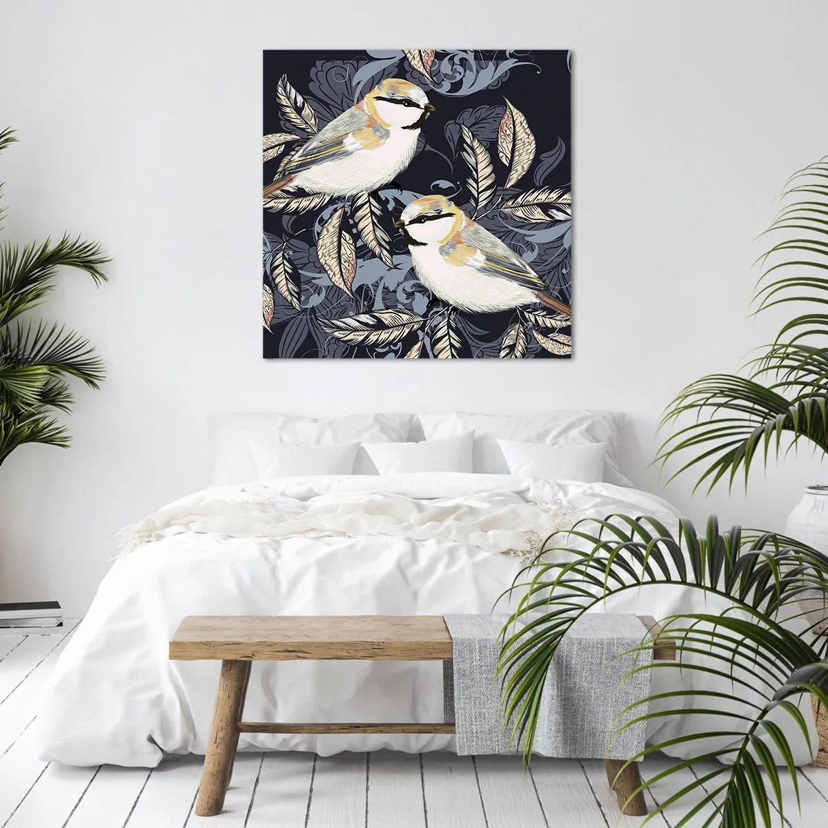 Quadro em tela - Canto amarelo-azul - 60x60 cm