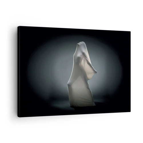 Quadro em tela - Uma figura em tecido branco sobre fundo escuro - 70x50cm - Desejos ocultos - Decoração de parede moderna para a sala de estar e quarto ARTTOR